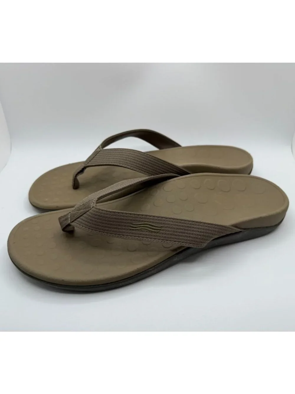 Vionic Wave Flip Flop Sandals Unisex MN 13/ WN 14 Khaki Mesh Ortho Arch Support